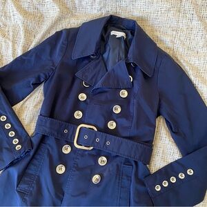 New York & Company Deep Blue Trench Coat